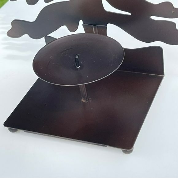 Vintage Metal Candle Holder Pine Tree Shaped 18.5in Farmhouse Style Winter - Picture 12 of 16